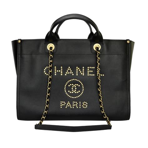 chanel deauville tote bag black|Chanel deauville medium tote bag.